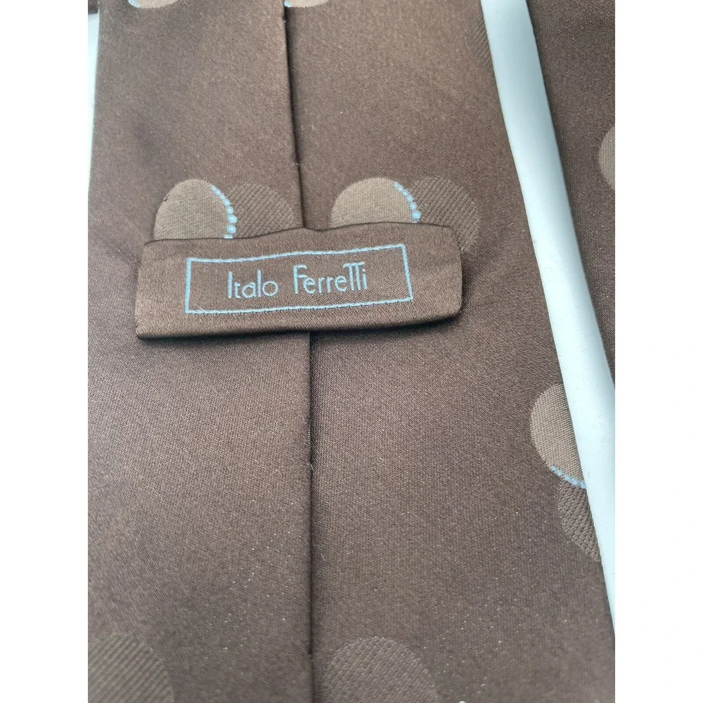 Italo Ferretti Mens Brown W/Circles‎ Handmade100% Silk Tie (TC12) NW/OTs